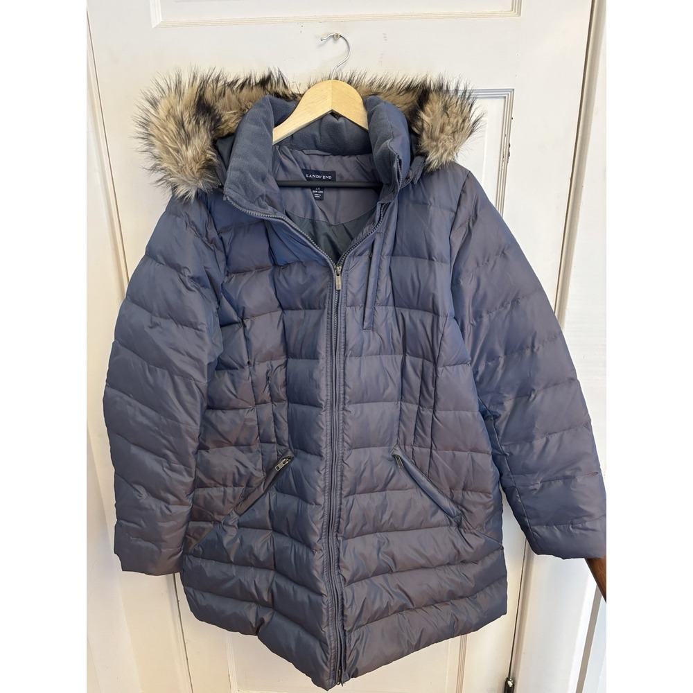 Lands' End Women's Hooded Gray Shimmer‎ Parka Coat Size 2X (20W-22W) $259 - Picture 2 of 10